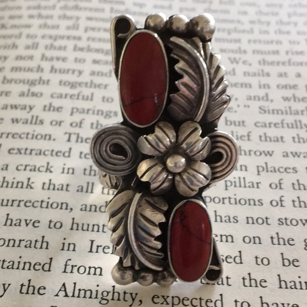 Coral Silver 925 Ring